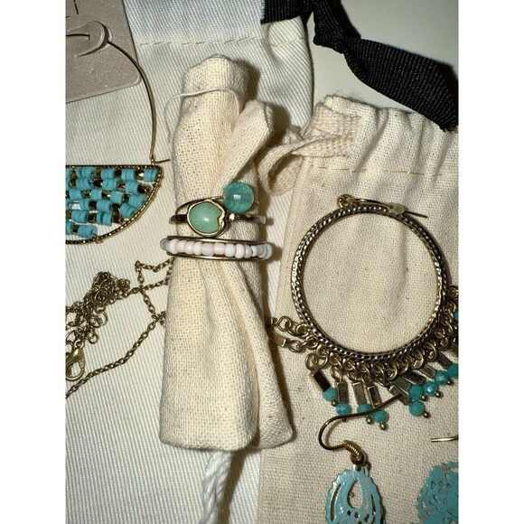 Huge Jewelry Lot, Turquoise, Amazonite, Fashion Boho Necklace Earring Ring Sets - Picture 7 of 16